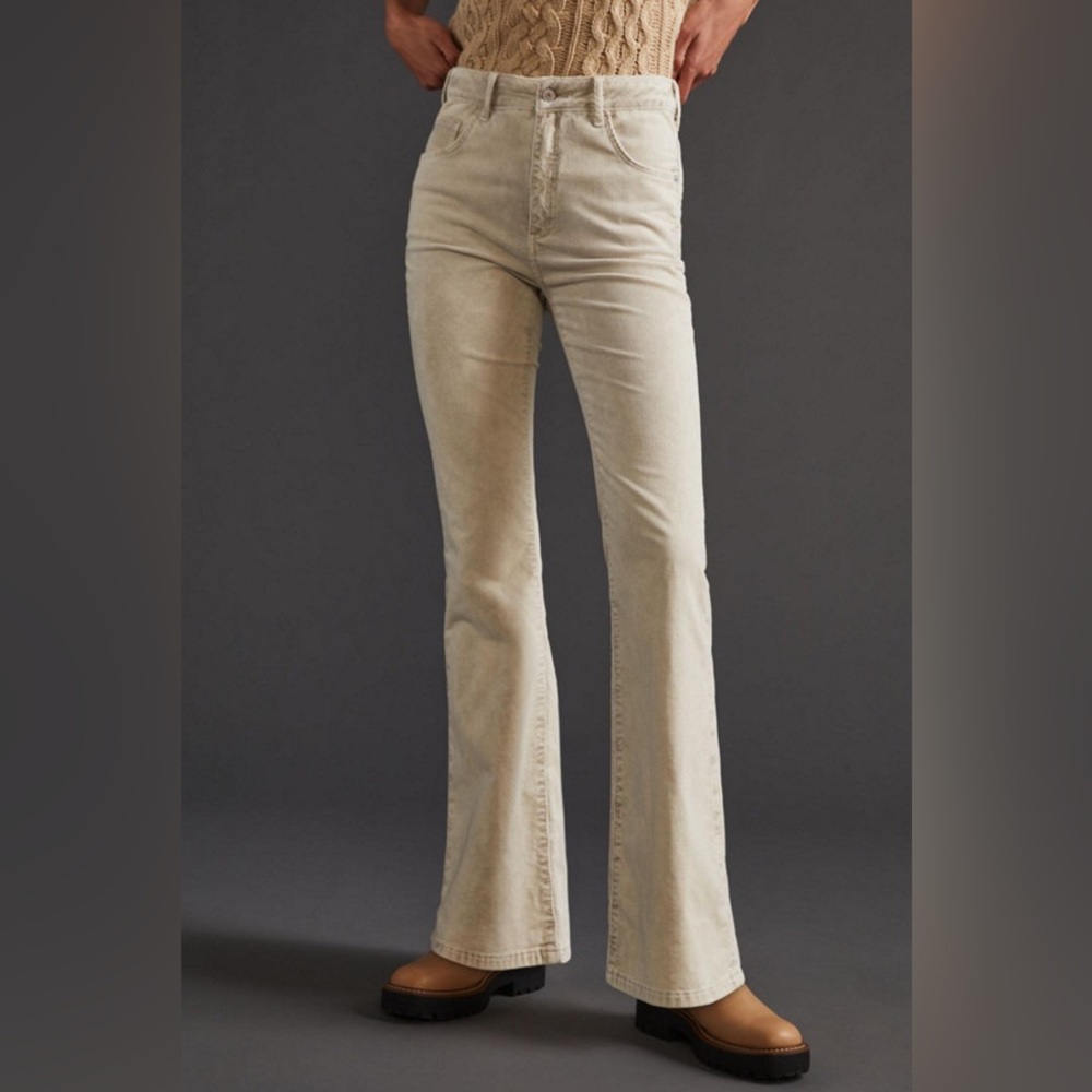 Anthropologie Cream Flare Pants